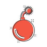 Bomb icon in comic style. Dynamite cartoon vector illustration on white isolated background. C4 tnt splash effect business concept.