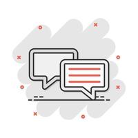 Vector cartoon speech bubble icon in comic style. Discussion dialog sign illustration pictogram. Comment cloud business splash effect concept.