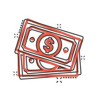 Money currency banknote icon in comic style. Dollar cash cartoon vector illustration on white isolated background. Banknote bill splash effect business concept.