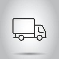 Delivery truck icon in flat style. Van vector illustration on white isolated background. Cargo car business concept.