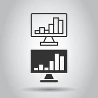 Website analytics icon in flat style. SEO data vector illustration on white isolated background. Computer diagram business concept.