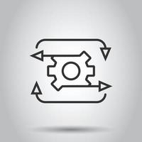 Workflow icon in flat style. Gear effective vector illustration on white isolated background. Process organization business concept.