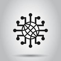 Global network icon in flat style. Cyber world vector illustration on isolated background. Earth business concept.