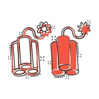 Bomb icon in comic style. Dynamite cartoon vector illustration on white isolated background. C4 tnt splash effect business concept.