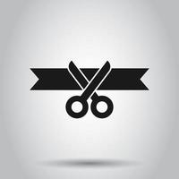 Scissors icon in flat style. Cutting ribbon vector illustration on isolated background. Ceremonial business concept.