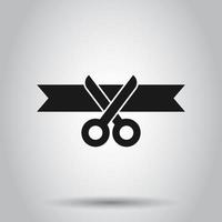 Scissors icon in flat style. Cutting ribbon vector illustration on isolated background. Ceremonial business concept.