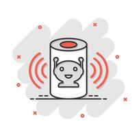 Voice assistant icon in comic style. Smart home assist vector cartoon illustration on white isolated background. Command center business concept splash effect.