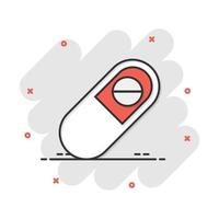 Vector cartoon capsule pills tablet icon in comic style. Medical pills concept illustration pictogram. Capsule and drug business splash effect concept.