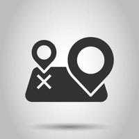 Map pin icon in flat style. gps navigation vector illustration on white isolated background. Locate position business concept.