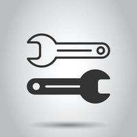 Wrench icon in flat style. Spanner key vector illustration on white isolated background. Repair equipment business concept.