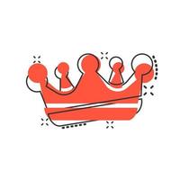 icono de diadema de corona de dibujos animados vectoriales en estilo cómico. pictograma de ilustración de corona de realeza. rey, concepto de efecto de salpicadura de negocios de realeza princesa. vector