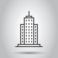 icono de construcción en estilo plano. ciudad rascacielos apartamento vector ilustración sobre fondo blanco aislado. concepto de negocio de la torre de la ciudad.