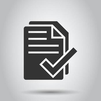 Document checklist icon in flat style. Report vector illustration on white isolated background. Paper sheet business concept.