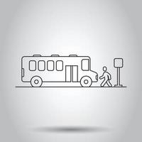 Bus station icon in flat style. Auto stop vector illustration on white isolated background. Autobus vehicle business concept.