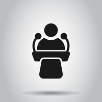 Public speach icon in flat style. Podium conference vector illustration on isolated background. Tribune debate business concept.