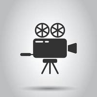 Projector icon in flat style. Cinema camera vector illustration on white isolated background. Movie business concept.