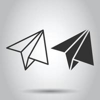 Paper plane icon in flat style. Sent message vector illustration on white isolated background. Air sms business concept.