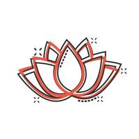 Lotus icon in comic style. Flower leaf cartoon vector illustration on white isolated background. Blossom plant splash effect business concept.