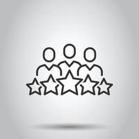 People with stars icon in flat style. Businessman rating vector illustration on white isolated background. Quality information business concept.