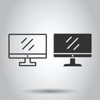 Computer monitor icon. Vector illustration on isolated background. Business concept tv monitor pictogram.