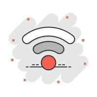 icono de internet wifi en estilo cómico. pictograma de ilustración de dibujos animados de vector de tecnología inalámbrica wi-fi. efecto de salpicadura del concepto de negocio wifi de red.