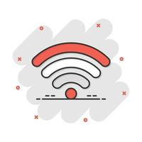 Wifi internet icon in comic style. Wi-fi wireless technology vector cartoon illustration pictogram. Network wifi business concept splash effect.