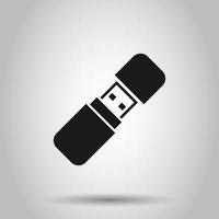 Usb drive icon in flat style. Flash disk vector illustration on isolated background. Digital memory business concept.