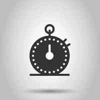 Clock icon in flat style. Watch vector illustration on white isolated background. Timer business concept.