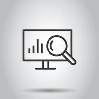 Website analytics icon in flat style. SEO data vector illustration on white isolated background. Computer diagram business concept.