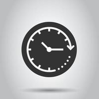 Clock icon in flat style. Watch vector illustration on white isolated background. Timer business concept.