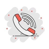 Cartoon phone icon in comic style. Call illustration pictogram. Contact sign splash business concept. vector