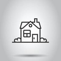 Building icon in flat style. Home vector illustration on white isolated background. House business concept.