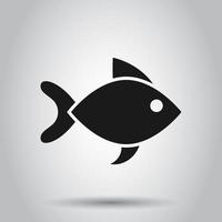 Fish sign icon in flat style. Goldfish vector illustration on isolated background. Seafood business concept.