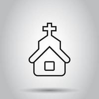 Church icon in flat style. Chapel vector illustration on isolated background. Religious building business concept.
