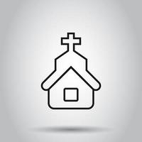 Church icon in flat style. Chapel vector illustration on isolated background. Religious building business concept.