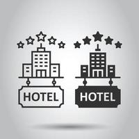 Hotel 5 stars sign icon in flat style. Inn building vector illustration on white isolated background. Hostel room business concept.