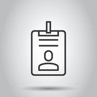 Id card icon in flat style. Identity tag vector illustration on white isolated background. Driver licence business concept.