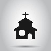 Church icon in flat style. Chapel vector illustration on isolated background. Religious building business concept.