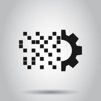 Digital gear icon in flat style. Cog vector illustration on isolated background. Techno wheel business concept.