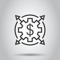 Money revenue icon in flat style. Dollar coin vector illustration on white isolated background. Finance structure business concept.