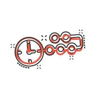 Timeline icon in comic style. Progress cartoon vector illustration on white isolated background. Diagram splash effect business concept.