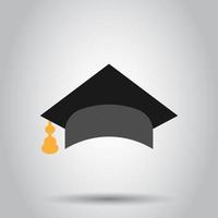 Graduation cap icon in transparent style. Education hat vector illustration on isolated background. University bachelor business concept.