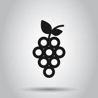 Grape fruits sign icon in flat style. Grapevine vector illustration on isolated background. Wine grapes business concept.