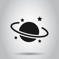 Saturn icon in flat style. Planet vector illustration on isolated background. Galaxy space business concept.