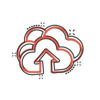 icono de servicio digital en estilo cómico. ilustración de vector de dibujos animados de nube de red sobre fondo blanco aislado. concepto de negocio de efecto de salpicadura de tecnología informática.