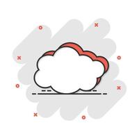 icono de cielo de nubes de dibujos animados vectoriales en estilo cómico. pictograma de ilustración de signo de burbuja de aire. concepto de efecto de salpicadura de negocio en la nube. vector