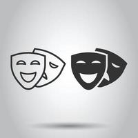 icono de máscara de teatro en estilo plano. ilustración vectorial de comedia y tragedia sobre fondo blanco aislado. concepto de negocio de cara de sonrisa. vector