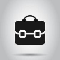 Briefcase sign icon in flat style. Suitcase vector illustration on isolated background. Baggage business concept.