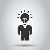 People with bulb icon in flat style. idea vector collection illustration on white isolated background. Brain mind business concept.