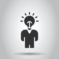 People with bulb icon in flat style. idea vector collection illustration on white isolated background. Brain mind business concept.